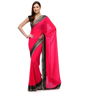 Magenta Faux Georgette Saree