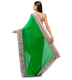 Green Satin Saree