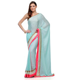 Sea Green Semi Crepe Saree