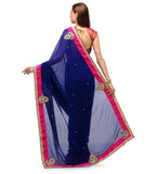 Royal Blue Faux Georgette Saree