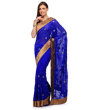 Royal Blue Faux Chiffon Saree