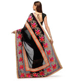 Black Faux Georgette Saree