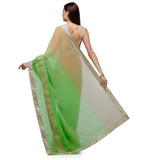 Parrot Green and Beige Faux Chiffon Shaded Saree