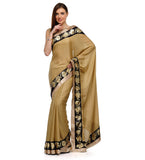 Beige Faux Crepe Saree