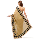 Beige Faux Crepe Saree