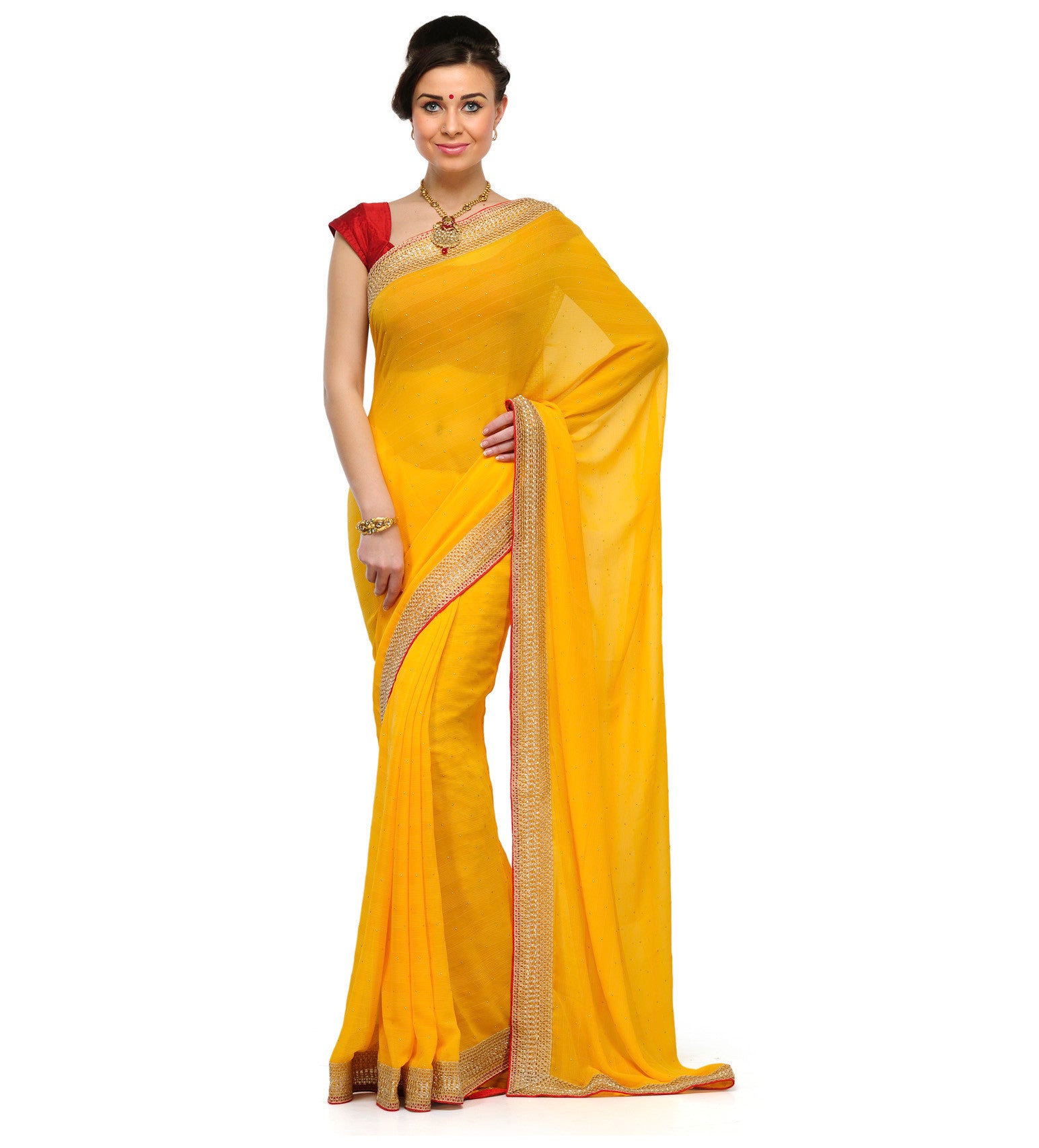 Golden Marvel Chiffon Saree