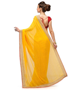 Golden Marvel Chiffon Saree