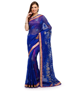 Royal Blue Bhagalpuri Net Saree