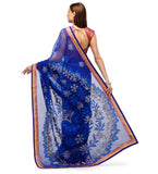 Royal Blue Bhagalpuri Net Saree