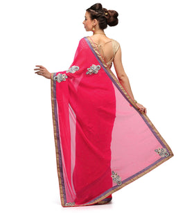 Rose Faux Chiffon Saree