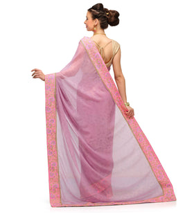 Lilac Faux Chiffon Saree