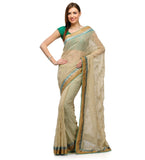 Beige Faux Chiffon Saree