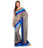 Gray Faux Georgette Saree