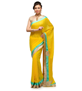 Lemon Marvel Chiffon Saree