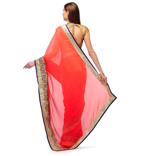 Red Faux Chiffon Light Shaded Saree