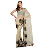 Beige Faux Chiffon Saree