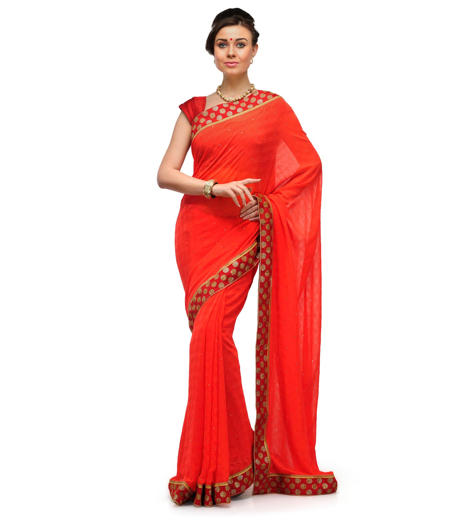 Orange Marvel Chiffon Saree