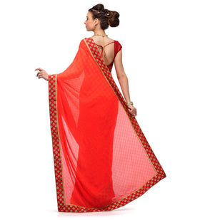 Orange Marvel Chiffon Saree