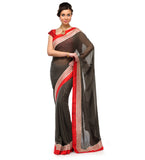 Gray Faux Georgette Saree