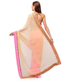 Beige and Neon Pink Half & Half Saree