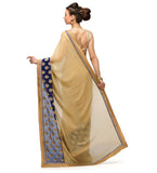 Beige Faux Chiffon & Faux Georgette Half Half Saree