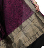 Dark Purple Banarsi Silk Georgette Handloom Saree