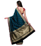 Teal Green Katan Silk Handloom Saree