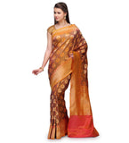 Peach Katan Silk Handloom Saree