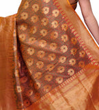 Peach Katan Silk Handloom Saree