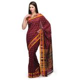 Maroon Cotton Pochampally Ikat Saree