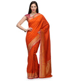 Orange Silk Georgette Saree