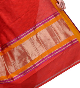 Maroon Katan Banarsi Handloom Silk Saree