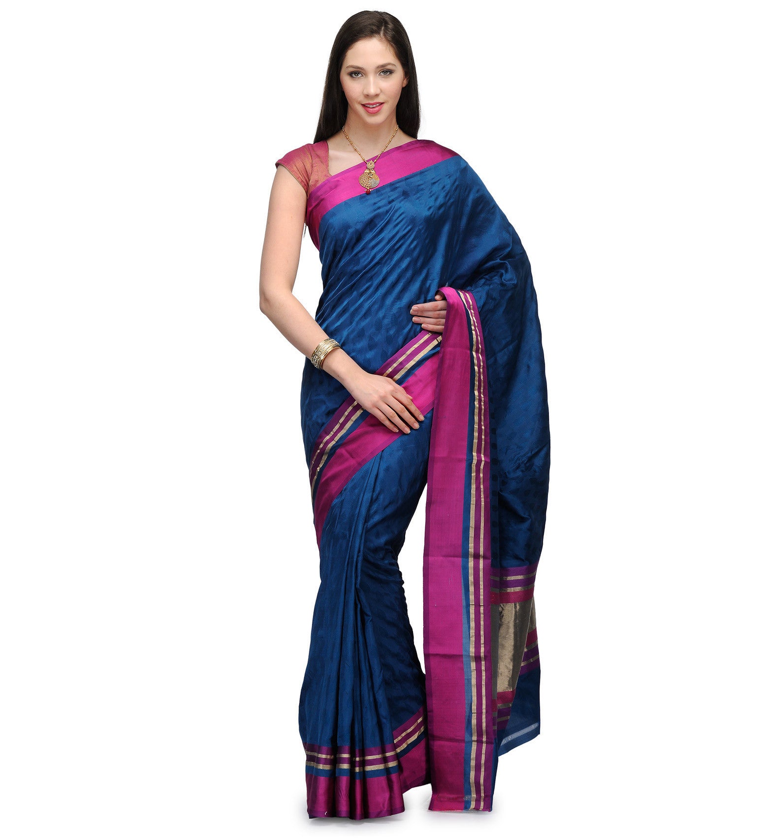 Azure Blue Katan Banarsi Handloom Silk Saree