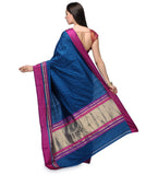 Azure Blue Katan Banarsi Handloom Silk Saree