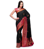 Black Banarsi Matka Silk Handloom Saree