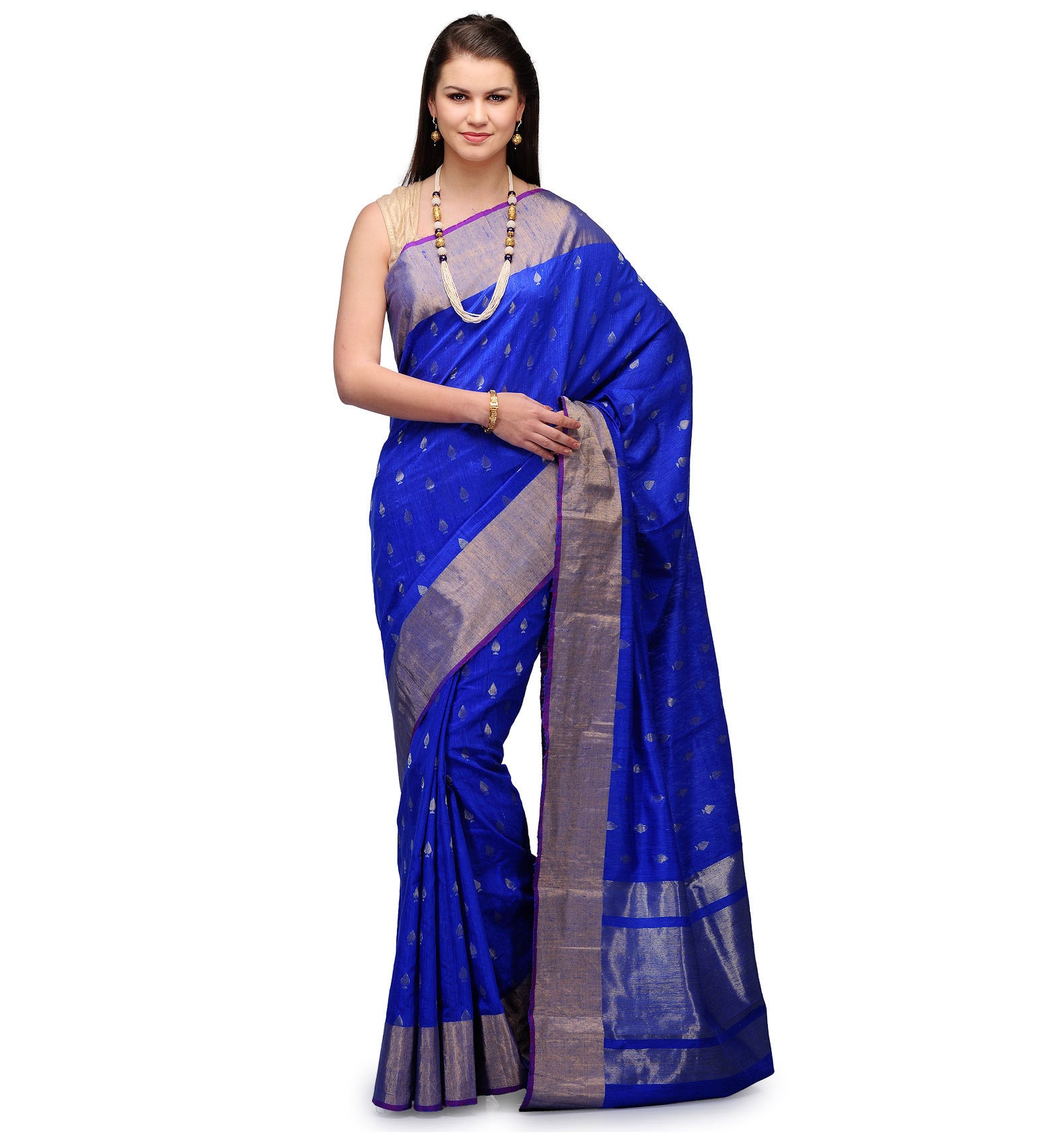 Royal Blue Banarsi Matka Handloom Silk Saree