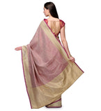 Mauve Banarsi Silk Georgette Handloom Saree