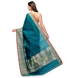 Teal Green Banarsi Matka Silk Handloom Saree