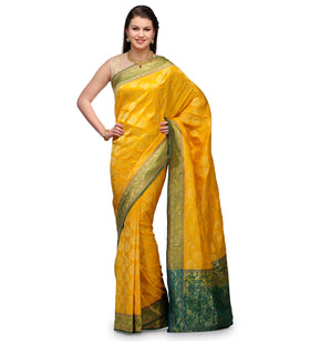 Yellow Banarsi Katan Handloom Silk Saree