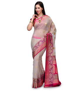 Off White Kora Handloom Silk Saree