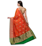 Orange Katan Silk Handloom Saree