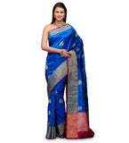 Dark Blue Katan Silk Handloom Saree