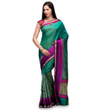 Sea Green Katan Silk Handloom Patola Saree