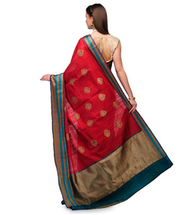 Maroon Banarsi Matka Silk Handloom Saree