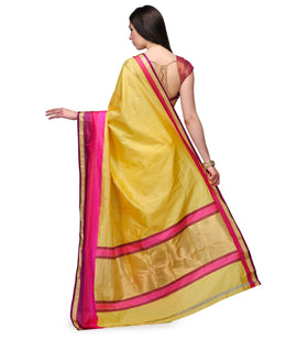 Yellow Katan Silk Handloom Patola Saree