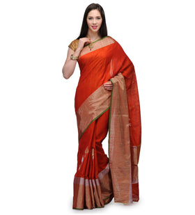 Rust Matka Silk Handloom Saree