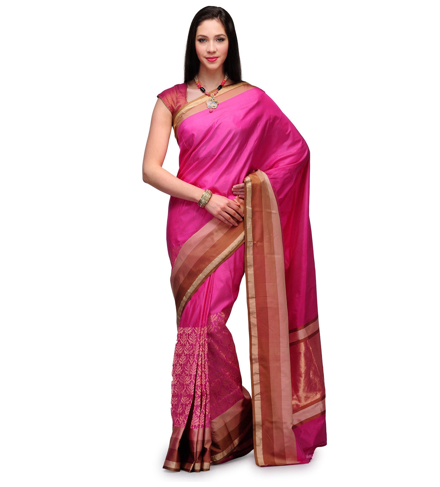 Pink Katan Silk Handloom Patola Saree