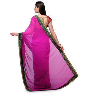 Purple Faux Chiffon Shaded Saree