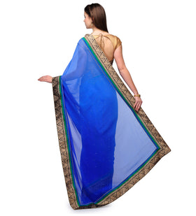 Royal Blue Faux Chiffon Shaded Saree