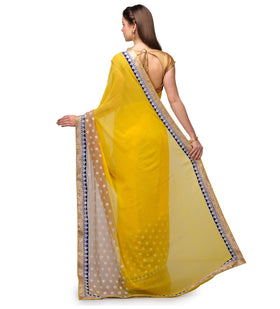 Yellow & Fawn Marvel Chiffon Shaded Saree